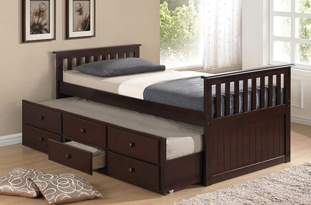 Versatile Solid Wood Captain's Daybed with Trundle and Storage Drawers