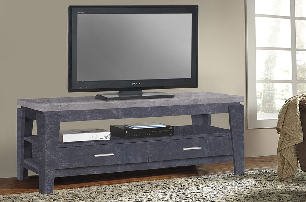 Two-Tone Grey Concrete Finish 48 inch TV Stand with Drawers