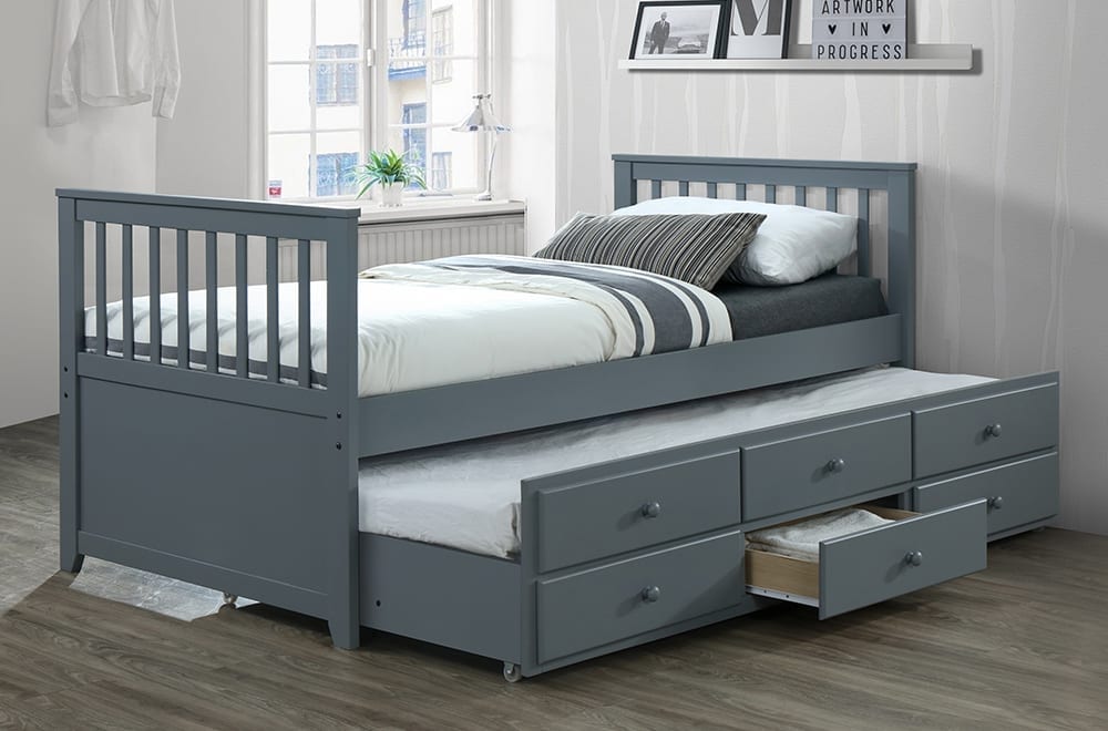 Versatile Solid Wood Captain's Daybed with Trundle and Storage Drawers