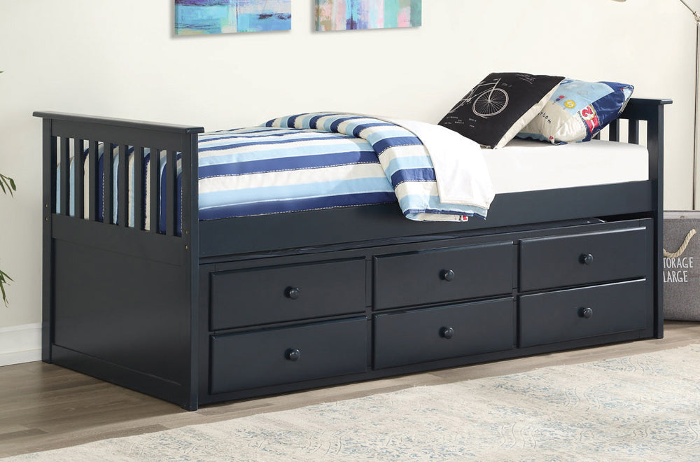 Versatile Solid Wood Captain's Daybed with Trundle and Storage Drawers