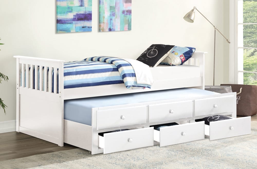 Versatile Solid Wood Captain's Daybed with Trundle and Storage Drawers