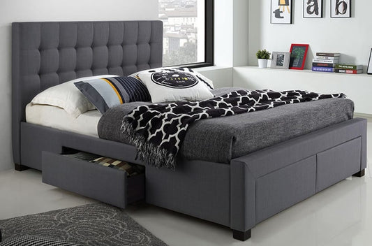 Luxurious Linen Tufted Platform Bed with Storage Drawers, No Box Spring