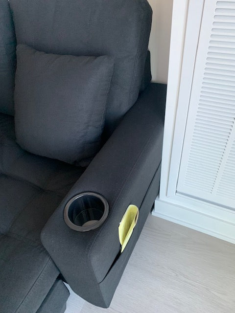 Angled view emphasizing the small 73 inch footprint and the sectional's flexibility, demonstrating how the ottoman can create a reversible chaise on either side.