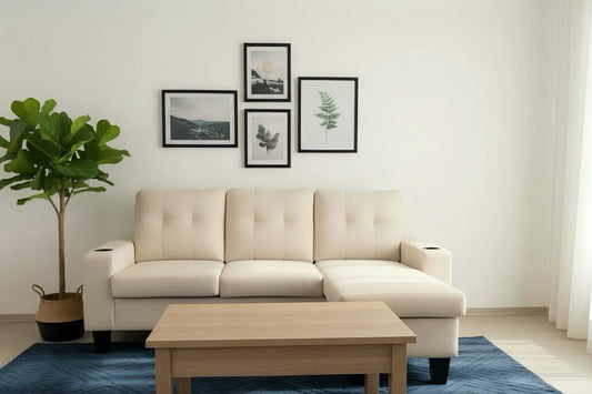 75" Long Reversible 3-Seater Fabric Sectional Sofa with Chaise