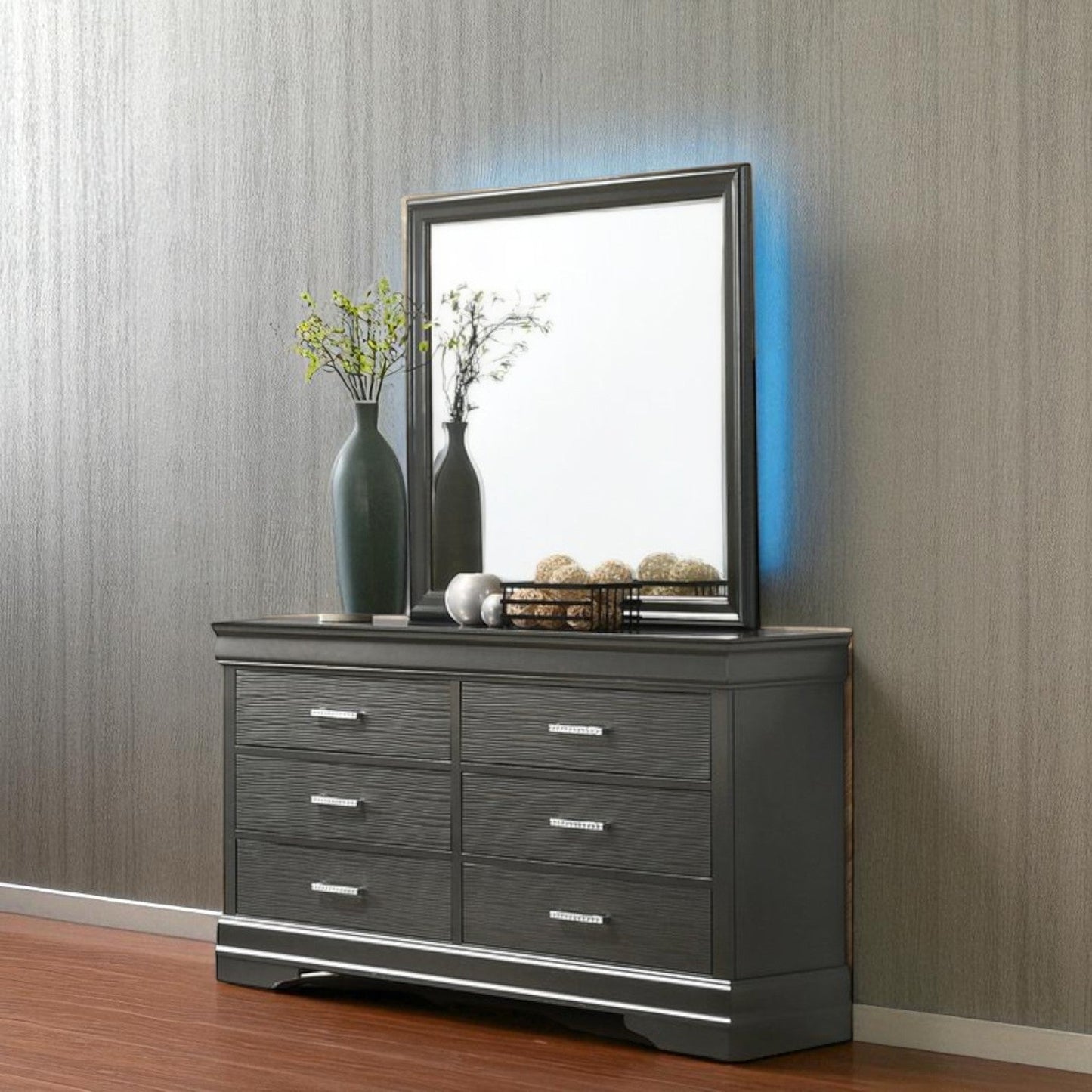 Close-up detail of the Axora Black headboard, highlighting the built-in LED lighting strip and sleek modern finish.