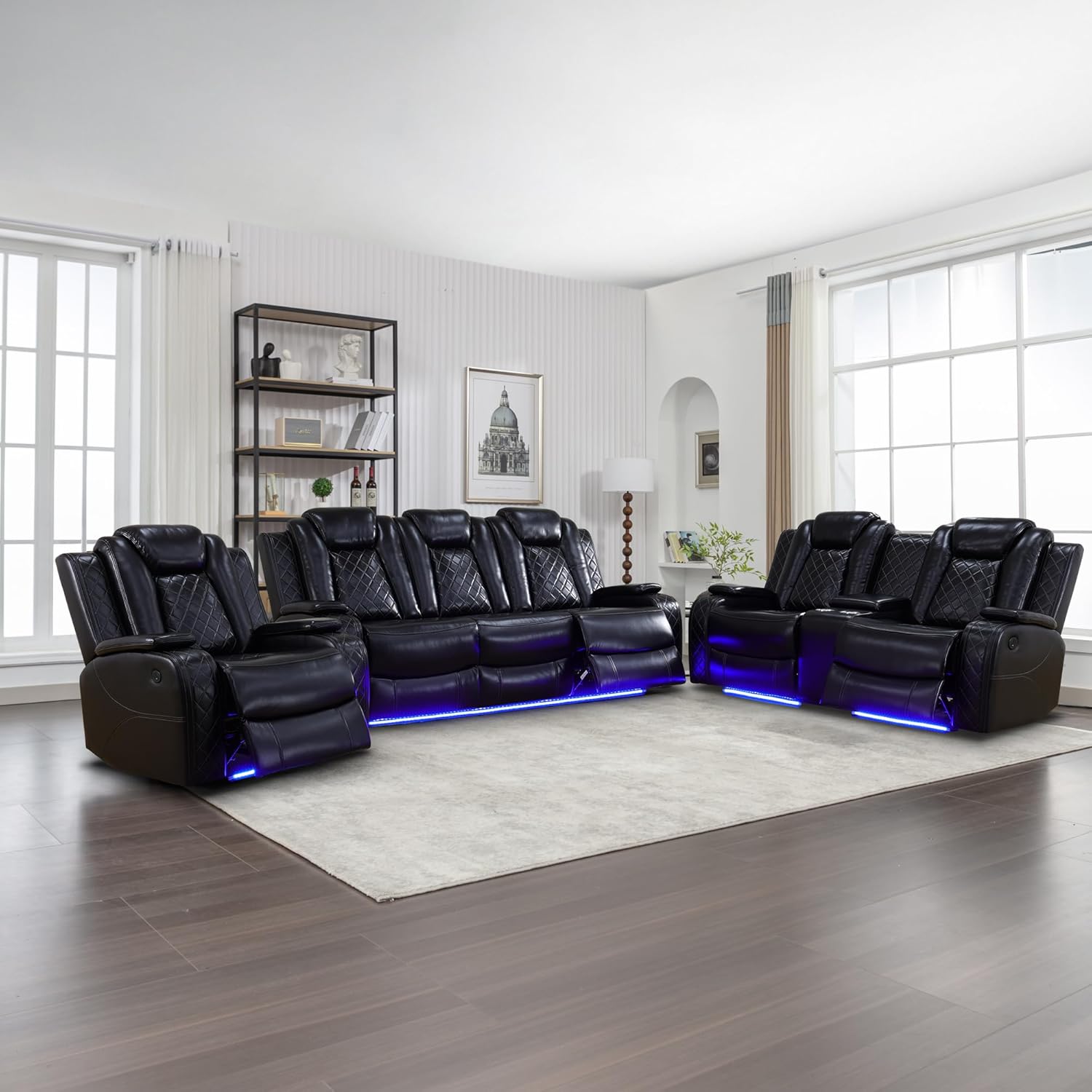 Premium black 3-2-1 power recliner sofa set for living room comfort, available across Toronto and nearby cities.