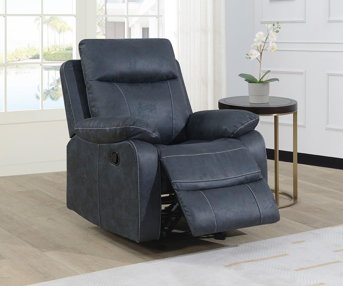 Bristol Blue Fabric Manual Recliner 3-Piece Sofa Set