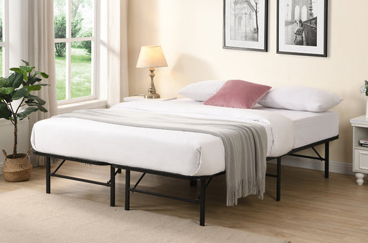 Compact folding metal bed frame with heavy-duty steel support and no box spring needed
