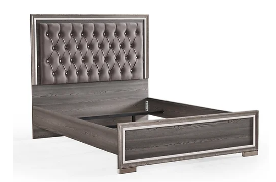 Close-up of the Grey Velvet headboard, highlighting the soft velvet texture and the integrated LED lighting strip.