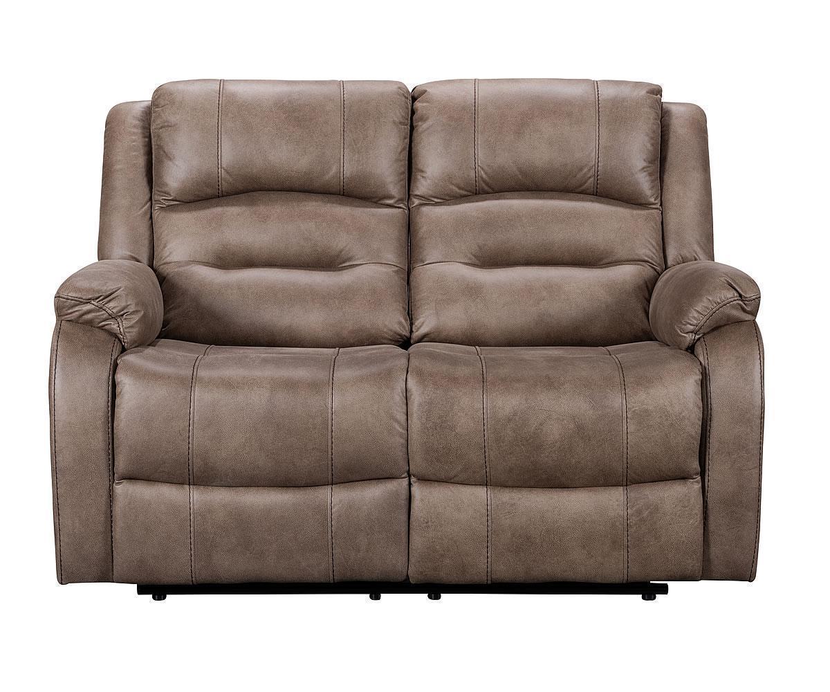 Angled view of the Larissa Recliner Set with the footrest extended, emphasizing the manual lever and the full recline position.