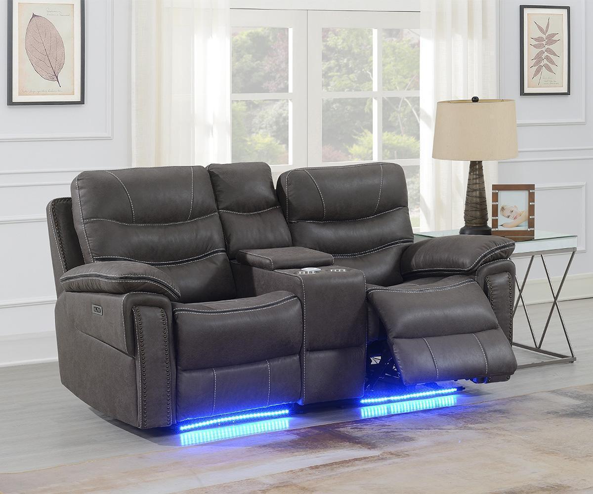 Side profile view of the Morgan Power Recliner Set with the footrest fully extended, highlighting the smooth electric operation and modern silhouette.