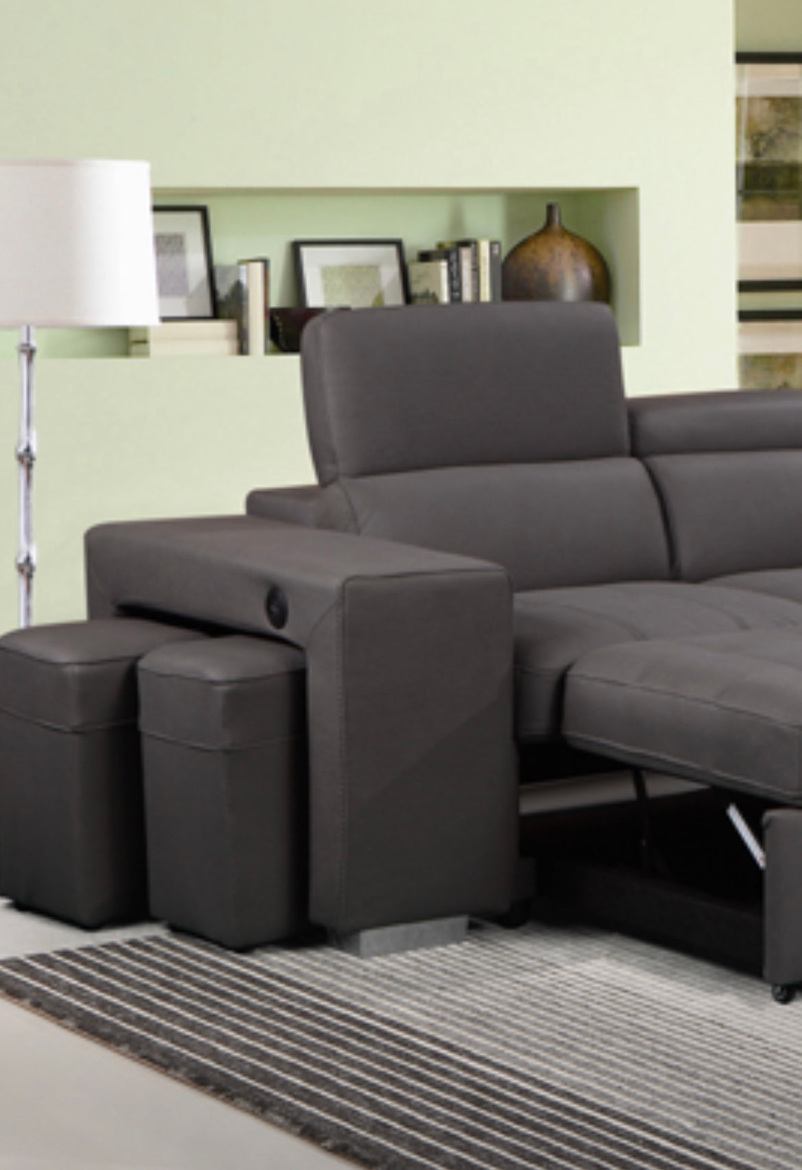 Pasadena Large Sleeper Sectional Sofa Bed with Storage Ottoman